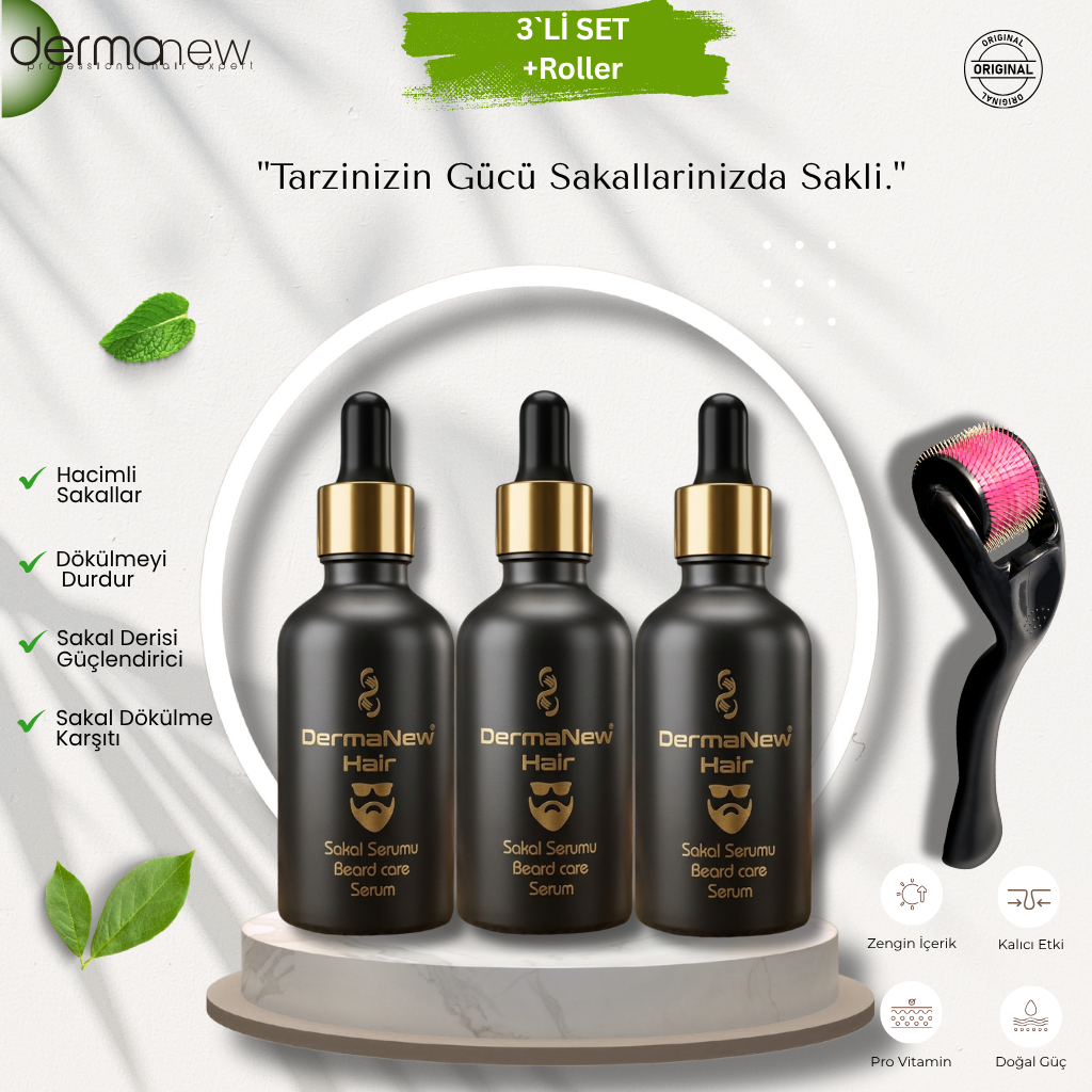 Sakal Serumu - "Sakalında Gücü Hisset, Tarzını Yeniden Keşfet!" 2`Lİ SET+ Roller