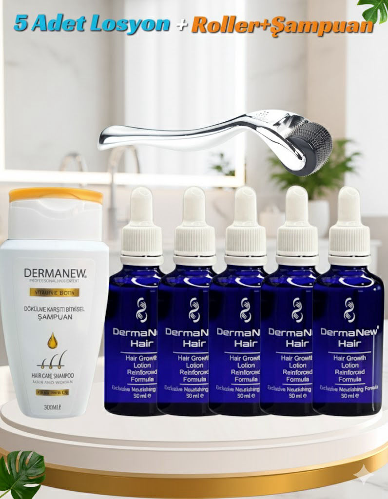  5’Li Saç Bakım Serumu + Roller + Şampuan