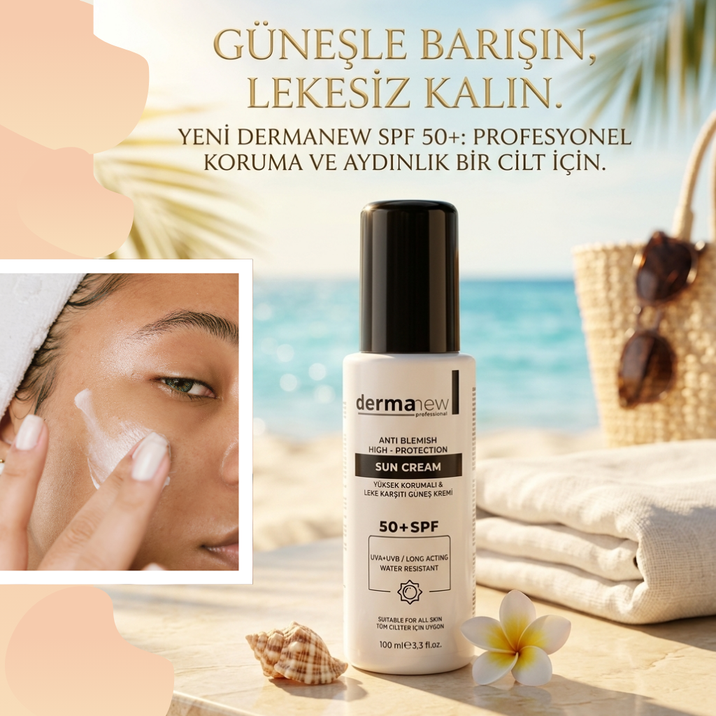 Dermanew SPF 50+ Leke Karşıtı, Yoğun Nemlendirici Yüz ve Vücut Güneş Kremi 