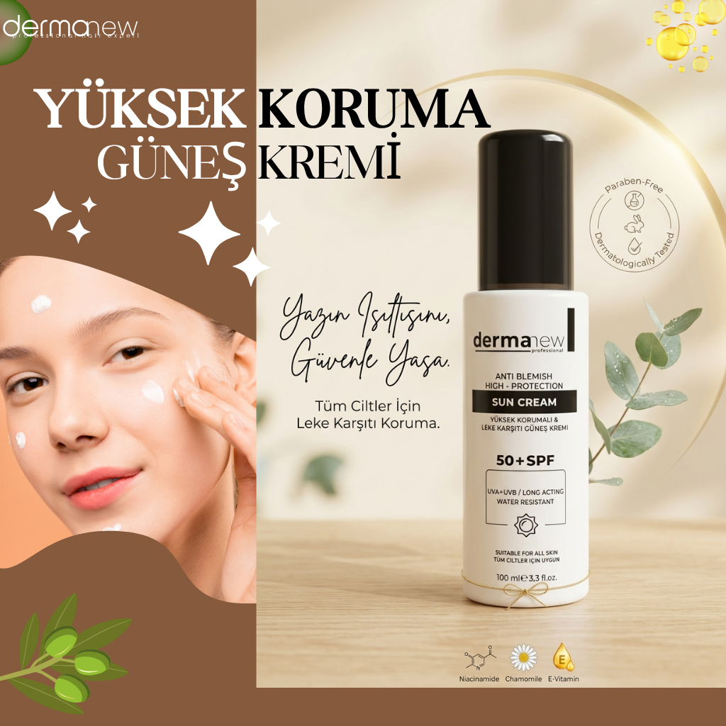 Dermanew SPF 50+ Leke Karşıtı, Yoğun Nemlendirici Yüz ve Vücut Güneş Kremi