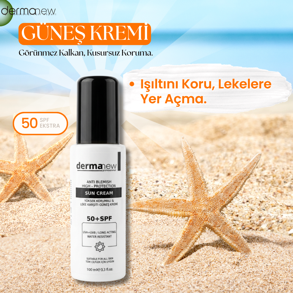 Dermanew SPF 50+ Leke Karşıtı, Yoğun Nemlendirici Yüz ve Vücut Güneş Kremi