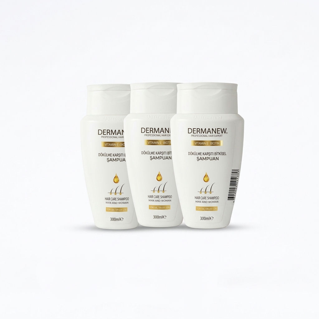Dermanew Dökülme Karşıtı Bitkisel Şampuan 300 ml - Avantajlı 3'lü Set (Kadın & Erkek)