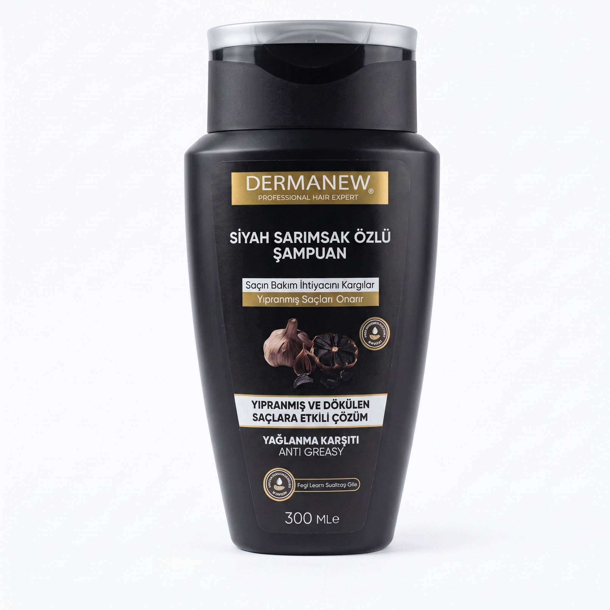 Dermanew Siyah Sarımsak Özlü Şampuan 300 ml - Yağlanma & Dökülme Karşıtı