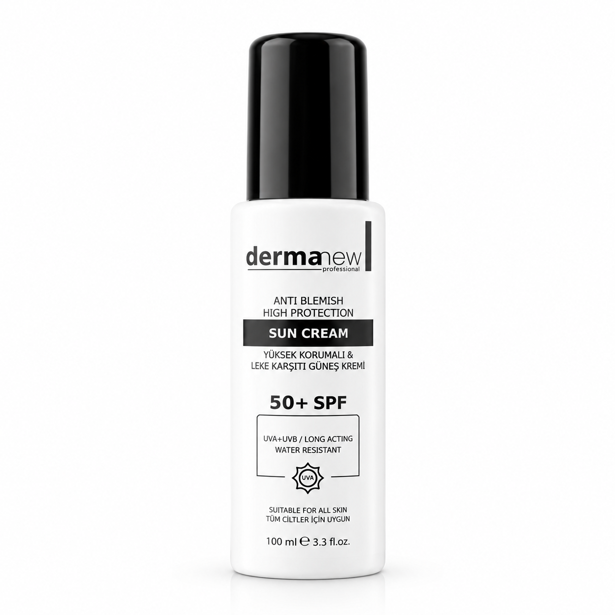 Dermanew SPF 50+ Leke Karşıtı, Yoğun Nemlendirici Yüz ve Vücut Güneş Kremi (100 ml)