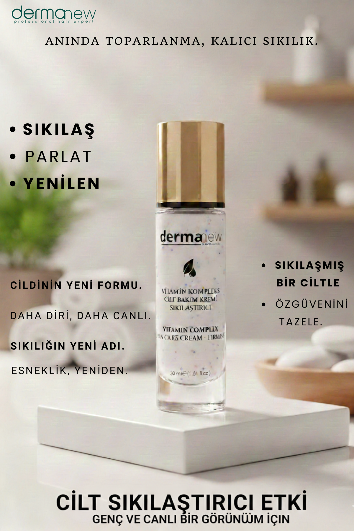 dermanew Cilt Sıkılaştırıcı ve Toparlayıcı Anti-Aging Yüz Bakım Serumu - Net Hatlar & Genç İzler