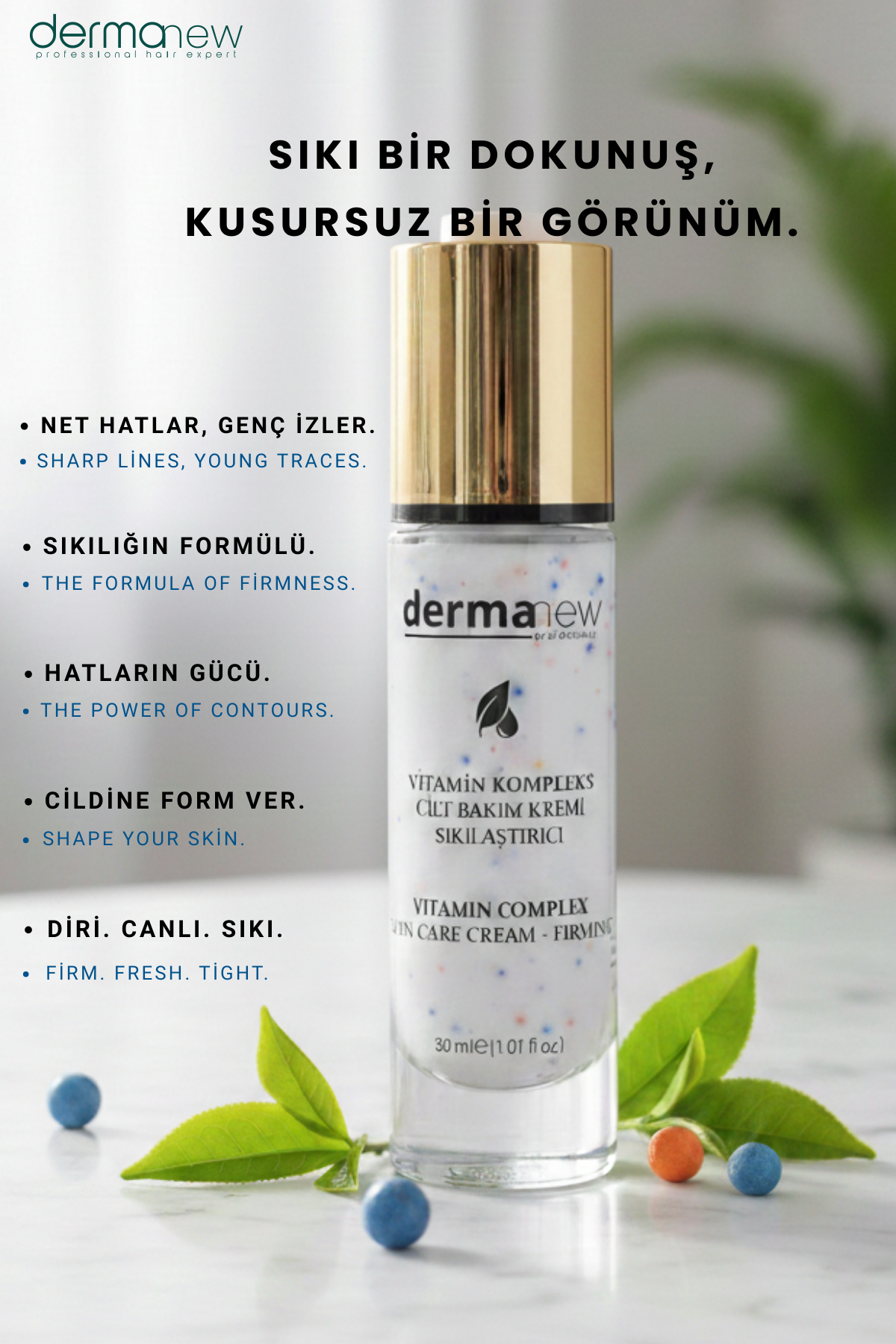 dermanew Cilt Sıkılaştırıcı ve Toparlayıcı Anti-Aging Yüz Bakım Serumu - Net Hatlar & Genç İzler