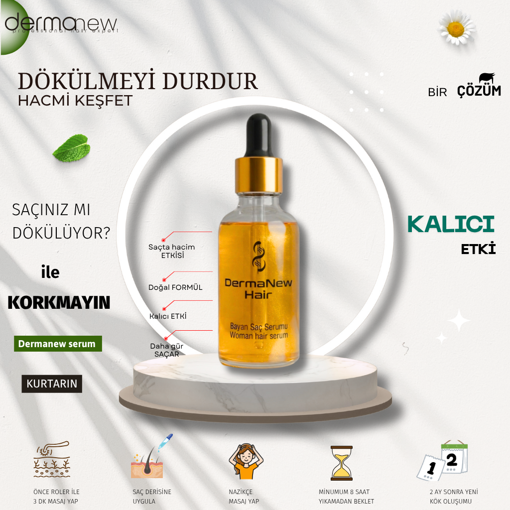 Dermanew Saç Bakım Serumu 5`Lİ SET + Roller 