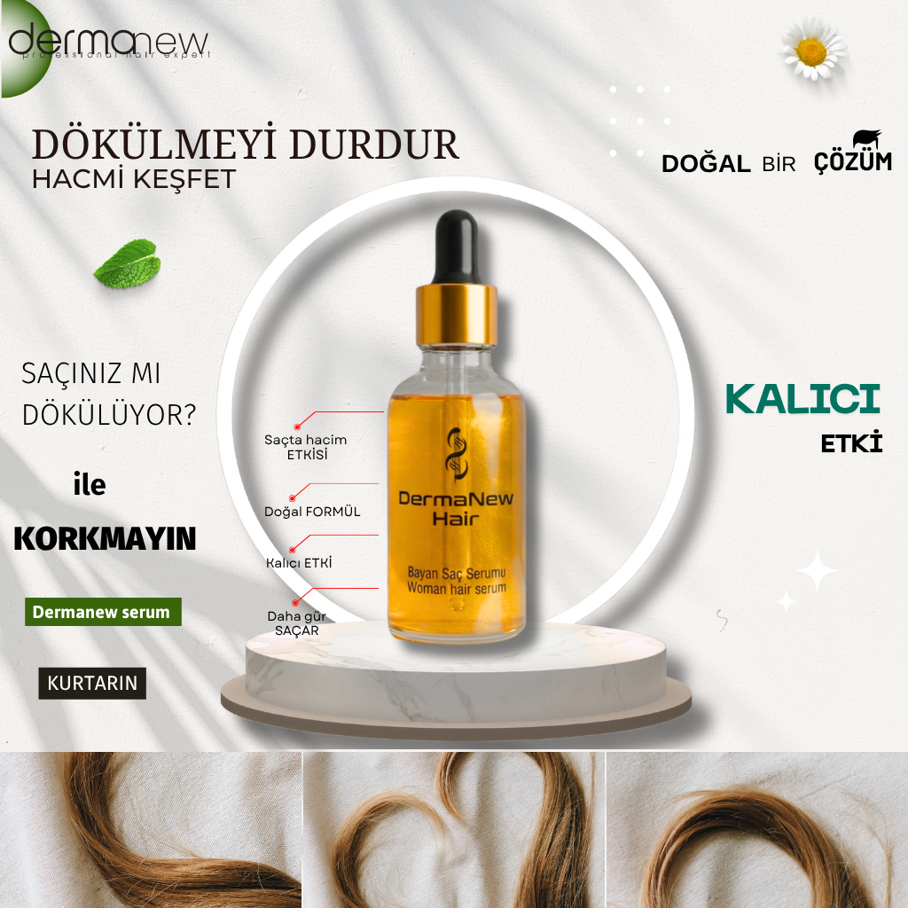 Dermanew Saç Bakım Serumu 5`Lİ SET + Roller 