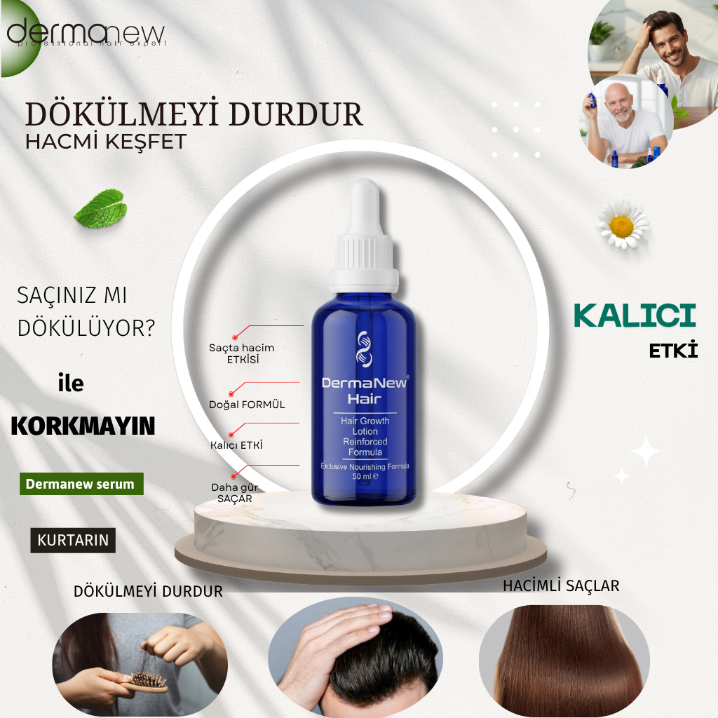 Dermanew Saç Bakım Serumu 3`Lİ SET + Roller 