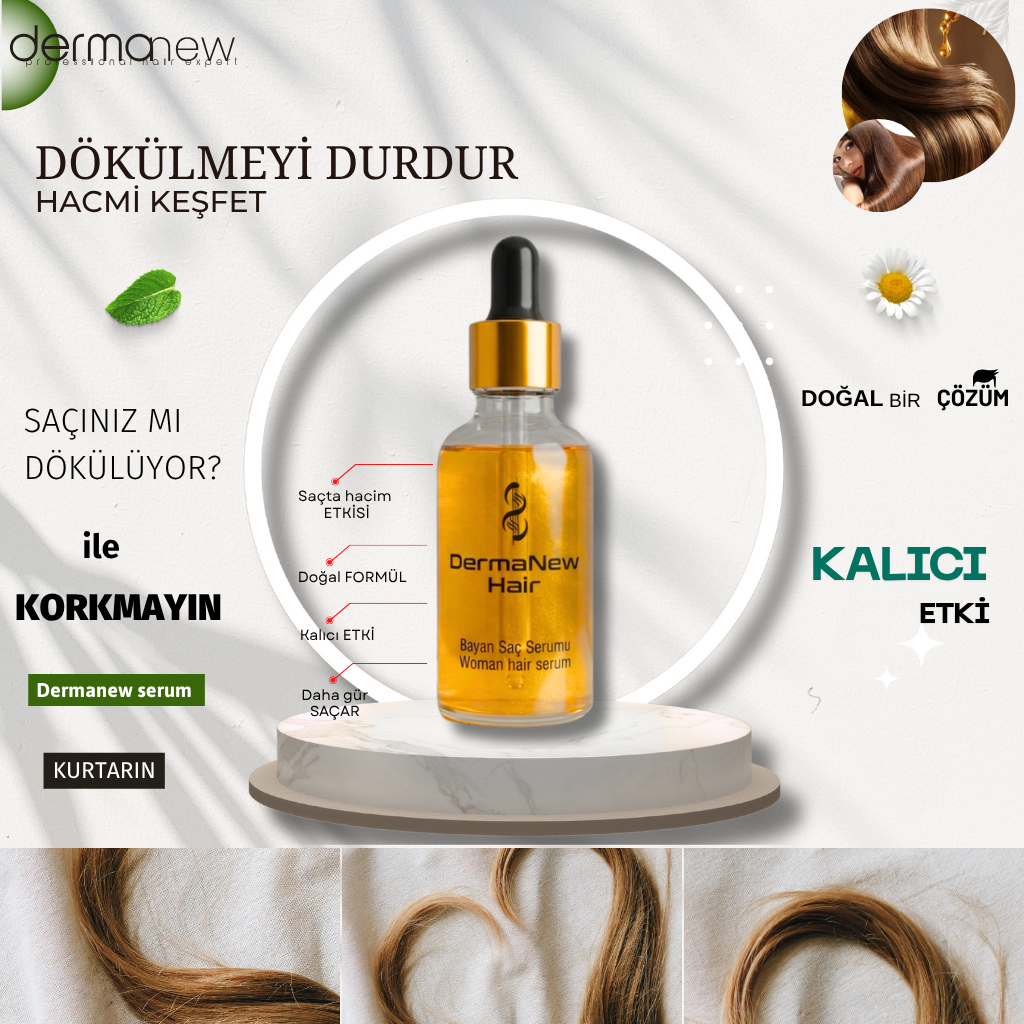 Dermanew Saç Bakım Serumu 5`Lİ SET + Roller + Şampuan