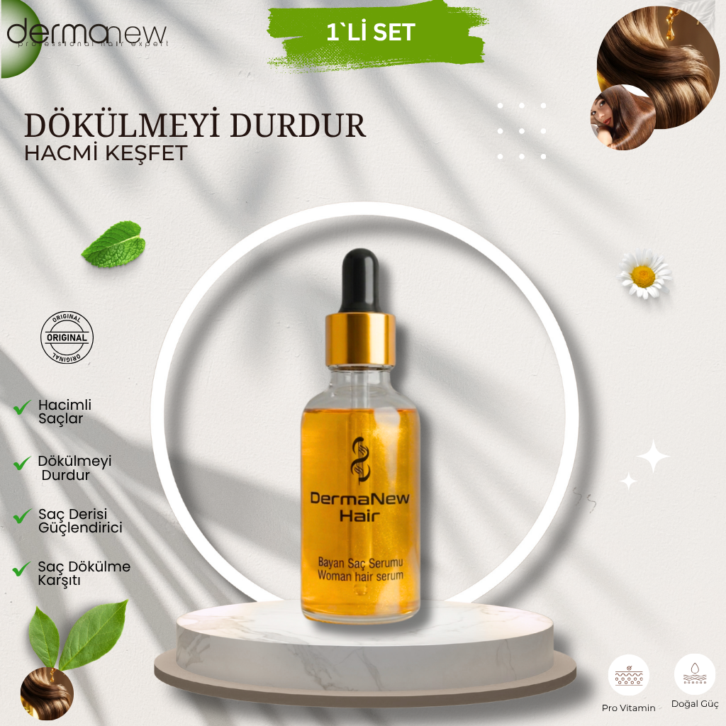 Dermanew Saç Bakım Serumu 5`Lİ SET + Roller + Şampuan