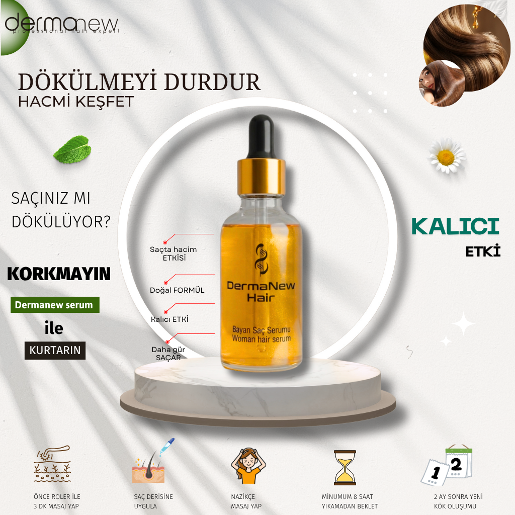 Dermanew Saç Bakım Serumu 10`LU SET + Roller