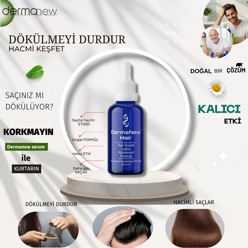 Dermanew Saç Bakım Serumu 5’Li Seti+ Roller + Şampuan