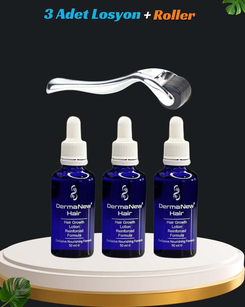 3’Lü Saç Bakım Serumu + Roller - Saç gürleştirmeye destek serumu